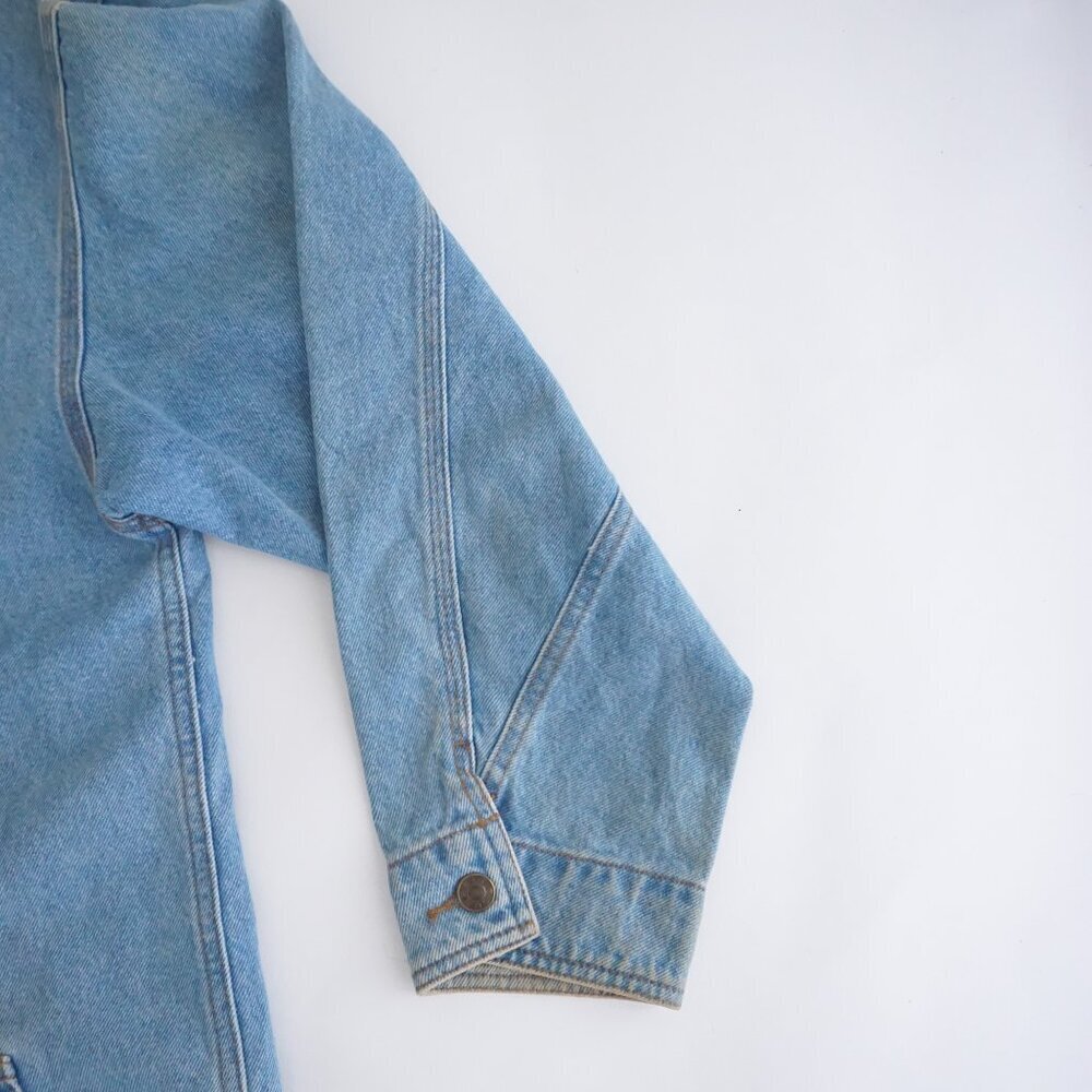 Vintage Sun Belt Blue Cotton Denim Jacket Noahs Ark Cabincore Farm Animals L - Picture 3 of 14